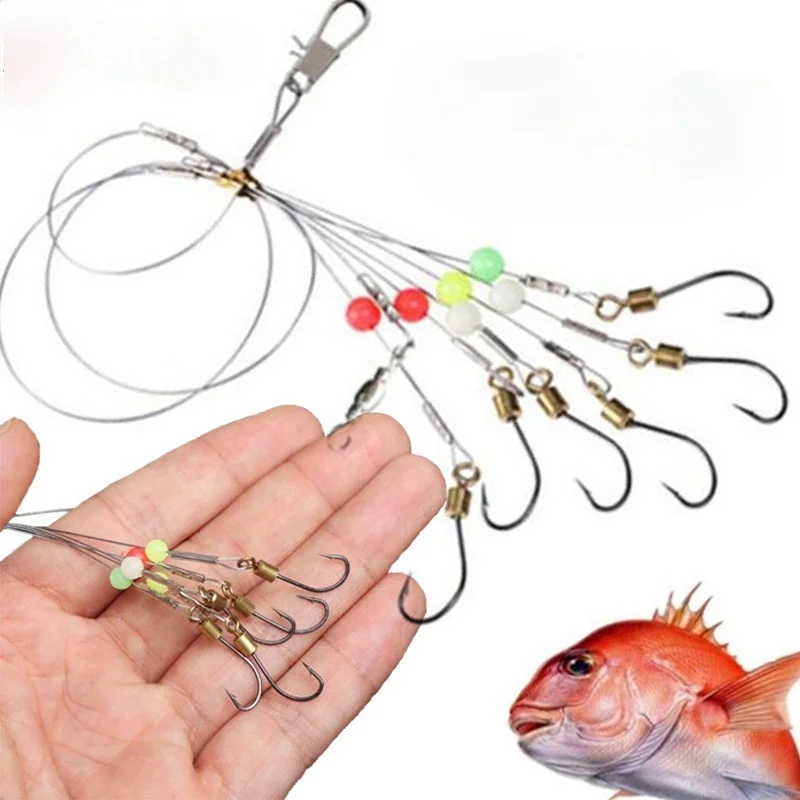 

5/10/20/30 шт высокоуглеродистая Сталь строка крюк с 5 крючок показан поворотные рыболовные снасти приманки рыболовные крючки