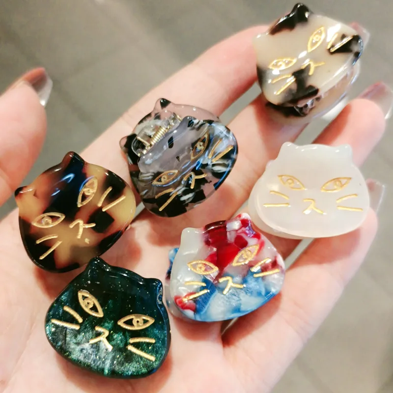 

Acetic Acid Barrettes Crab Cute Cat Small Hair Clip for Women Hair Claw Clips Styling Hairpins Fashion Hair Accessories