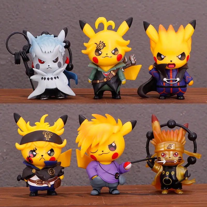 

Anime Pokemon Pikachu COS Six Way Immortal Naruto Yuzhi Bo Belt Earth Spot Ninja Model Decoration Gift Doll Gifts for children