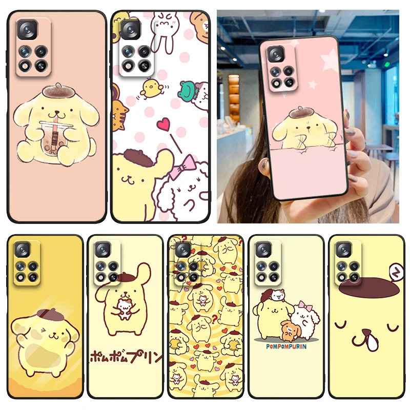 

Pompom Purin Dog Cute Phone Case For Xiaomi Redmi Note 12 11E 11S 11 11T 10 10S 9 9T 9S 8 8T Pro Plus 5G Soft Black Cover