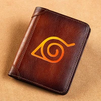 high quality genuine leather men wallets fashion ninja badge printing short card holder purse luxury brand male wallet
