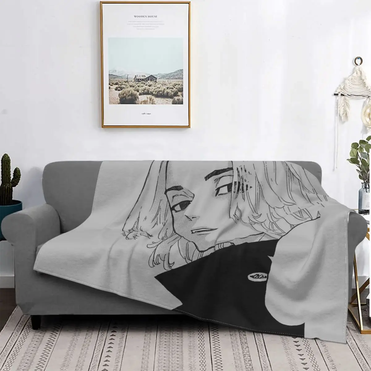 

Tokyo Revengers Vintage Knitted Blankets Flannel Anime Mikey Lightweight Throw Blanket for Car Sofa Couch Bedroom Quilt