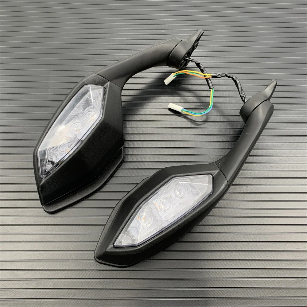 Черное зеркало заднего вида для мотоцикла светодиодный указатель поворота чехол