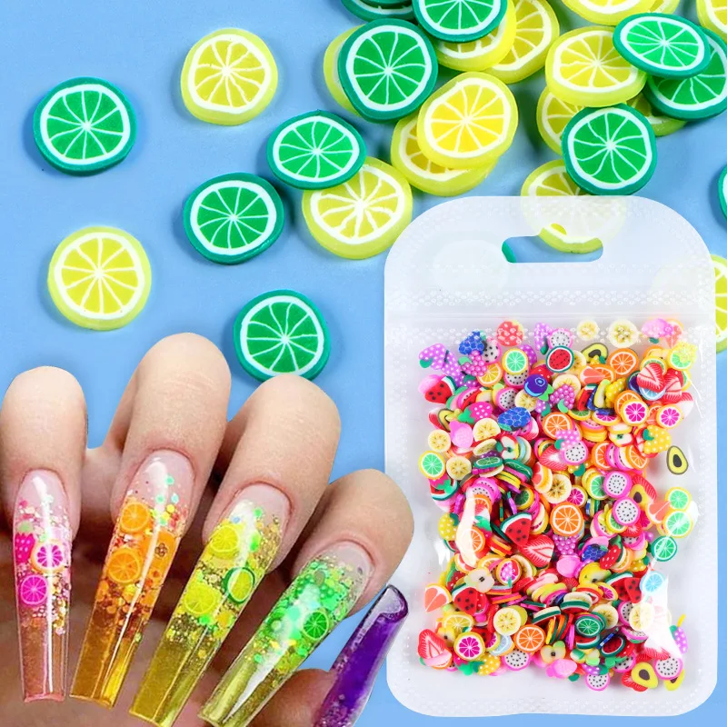 

3D Mini Fruits for Nails Fruit Slices Charms Summer Decoration Polymer Clay Flake Accessories DIY Gel Lemon Strawberry Supplies