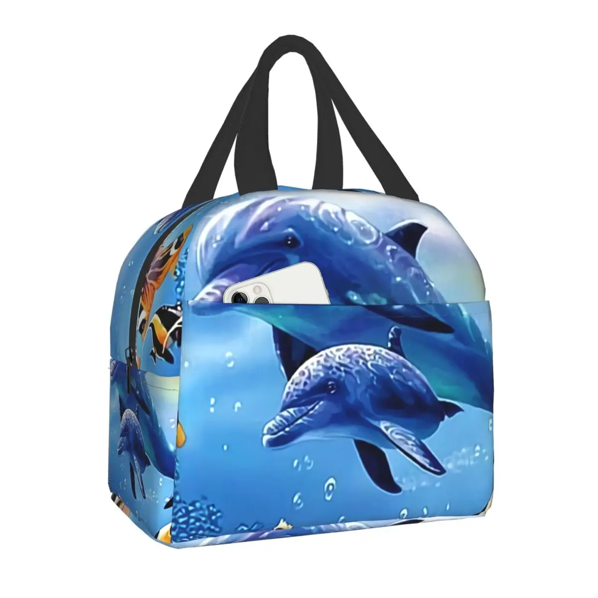

Женская водонепроницаемая сумка для завтрака с изображением дельфина и рыбы