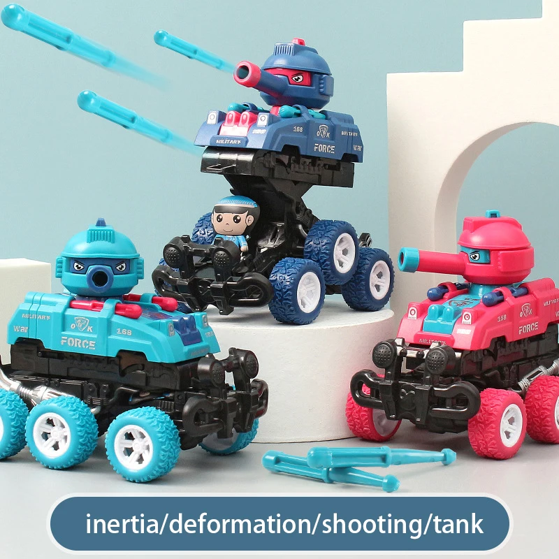 

The New Collision Deformation Can Launch The Tank Car Six-wheel Inertial Off-road Vehicle Engineering Vehicle Toy Cute Fun