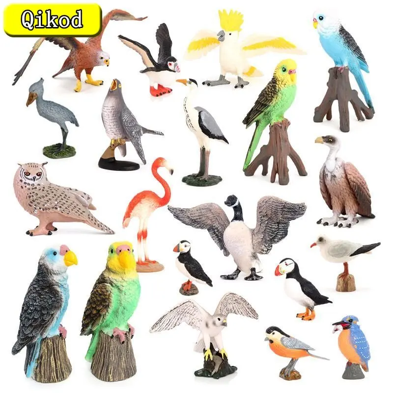 

Bird Action Figure Parrot Zoo Wild Animal Owl Flamingo Vulture Model Home Garden Decoration Figurine Collection Toy for Children