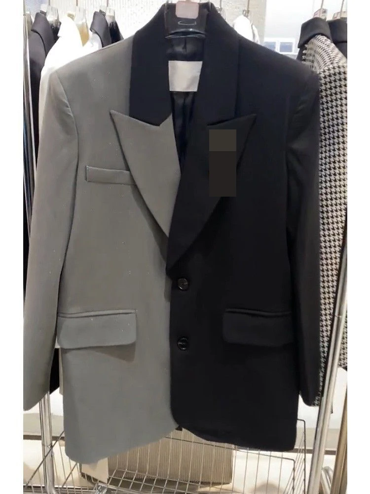 Suit niche design, high-end, explosive street casual black suit jacket, female spring and autumn  women blazer