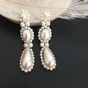 Net red same style pearl stud earrings elegant temperament pearl flower earrings