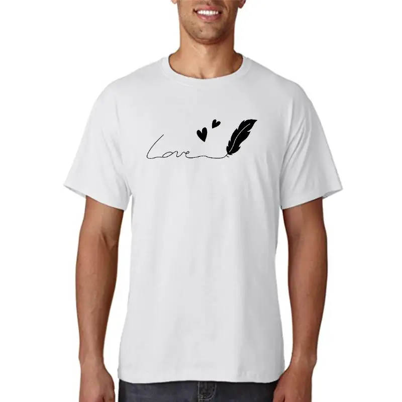 

Women T-shirts Feather Love Simple Sweet Printing Summer Autumn Print Lady Womens Stylish T Top Shirt Girl Tee T-Shirt