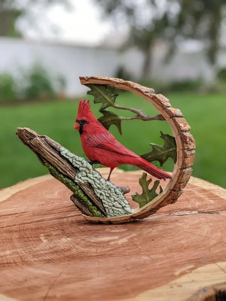 

Cardinal Wood Carving Handmade Ornaments Animal Wood Carving Decorations Home Garden Craft Gift