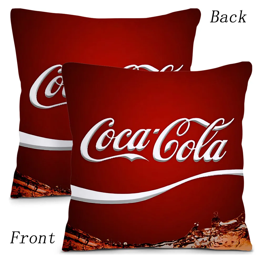 Pillow Covers Cartoon C-Cocas C-Colas Sofa Decorative Home Double-sided Printing Short Plush Cute Cushion Cover