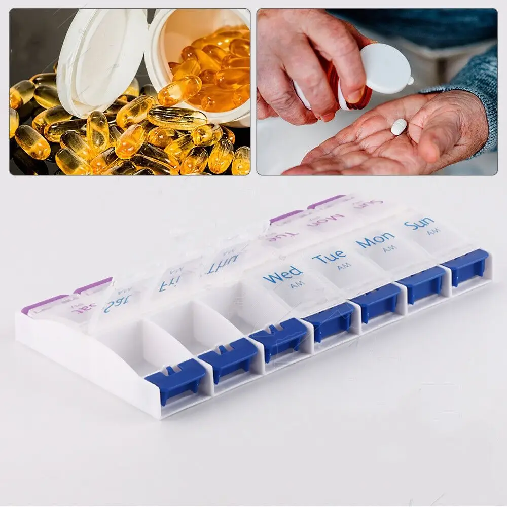 

Organizer Box Travel Portable Four Square Grid Waterproof Medicine Organizer Box Removable Compartment Medication Case