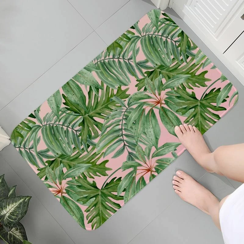 

Decoration Carpet Mats Anti-slip Floor Soft 3D Rug Doormat Tropical Palm Leaf Cactus Lounge Rug Prayer Rug Parlor Mat