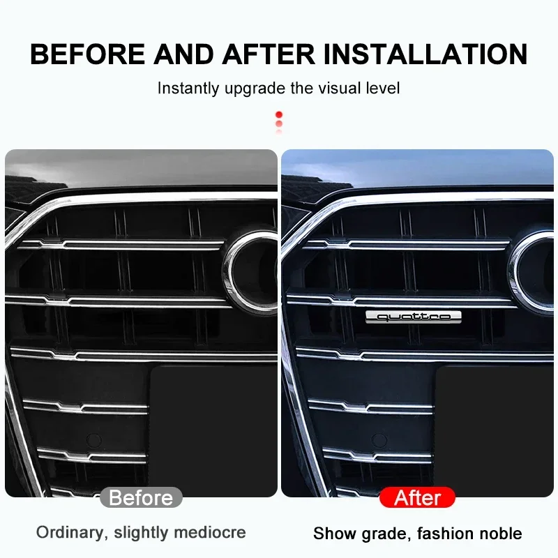 Фото 3D-эмблема Quattro из черного ABS-пластика для передней решетки автомобиля, стайлинг для Audi S5 S6 S7 S4 S8 TT TTS A4 B8 A3 B6 A6 C7 C6 B7 Q5 Q7 №5