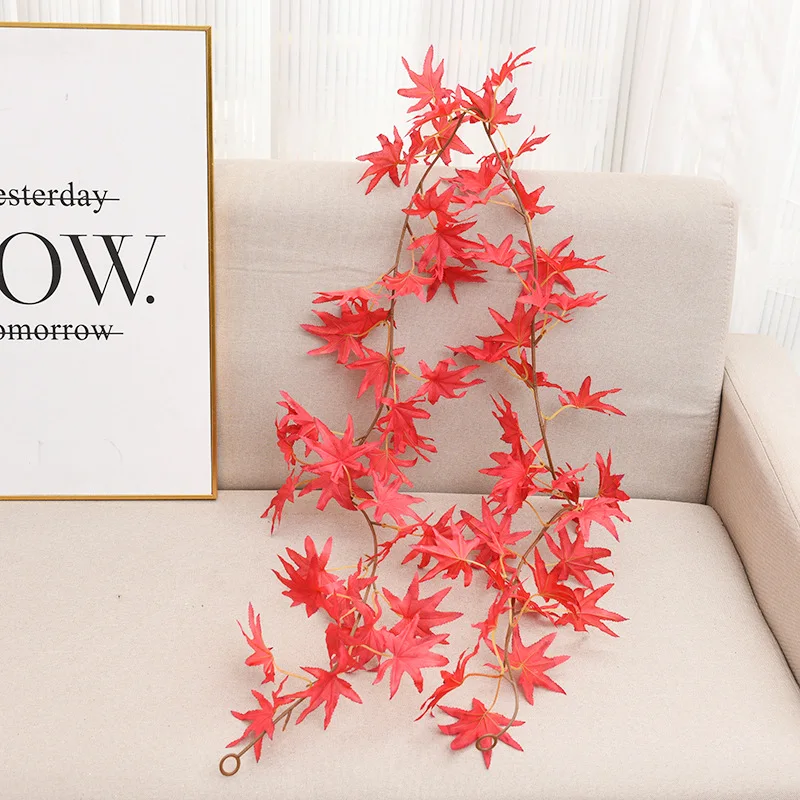

Artificial Silk Maple Vines Thanksgiving Halloween Party Autumn Simulation Rattan Home Living Room Wall Hanging Decoration