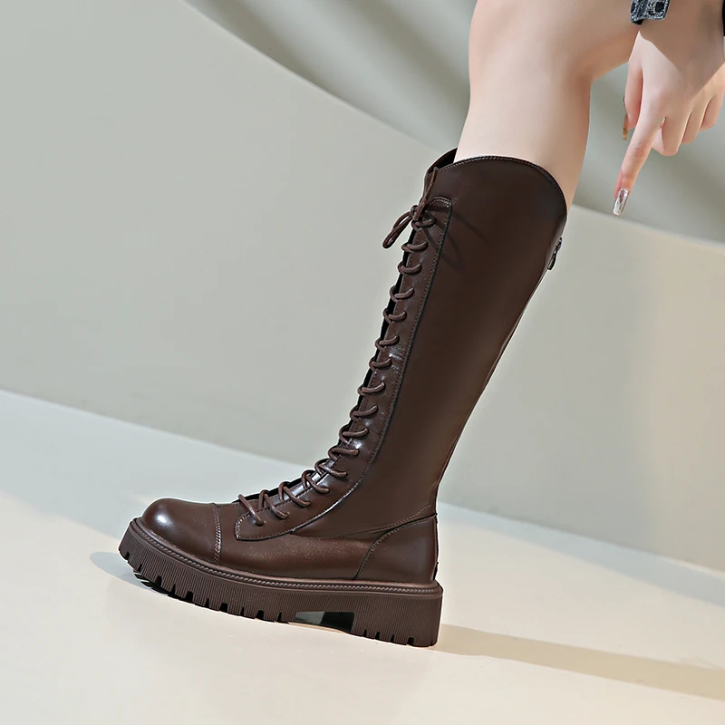 Женские сапоги зимние новые рыцарские в британском стиле из искусственной кожи