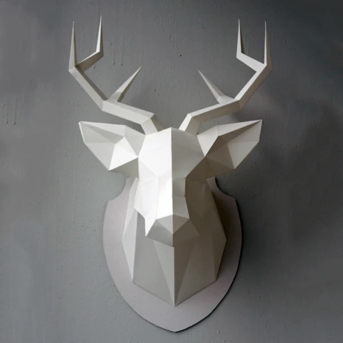 

3D Paper Mold Non-Finished Deer Head Model Folding Paper Work DIY Wall Hanging Home Decor Craft Figurines Miniatures