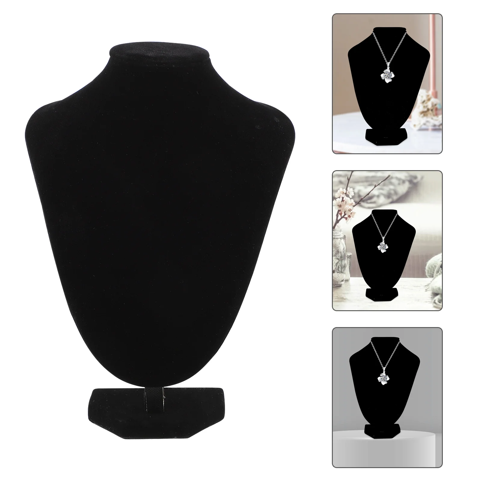 

Black Choker Necklace Display Stand Organizer Jewelry Bust Storage Box Chains Miss Presentoir collier For decorations