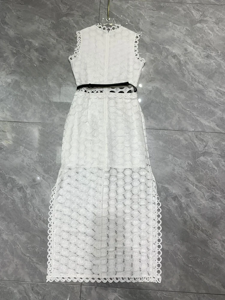 Женское кружевное платье без рукавов AELESEEN розовое черное белое Элегантное