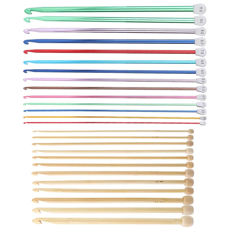 Разноцветные длинные Алюминиевые крючки для вязания 2 5-11 мм
