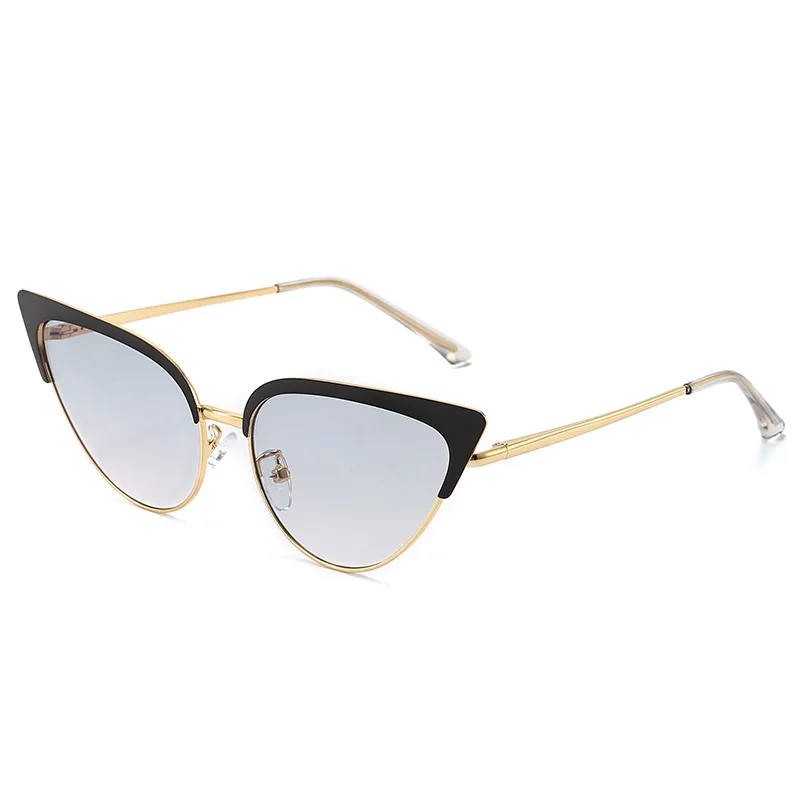 

New Cat Eye Sunglasses Women Small Frame Vintage Sun Glasses Female Fashion Metal Half Frame Eyewear Ladies Gradient Sunglass