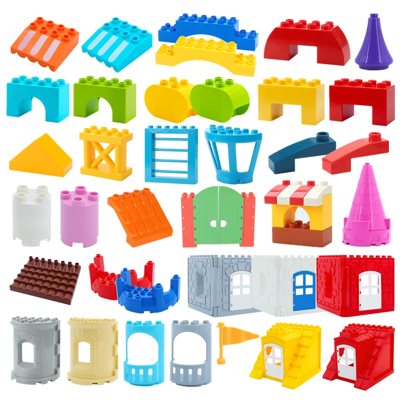 

Конструктор детский большого размера, замок, башня, стена, крыша, средневековые аксессуары, совместим с большими блоками, развивающая игруш...