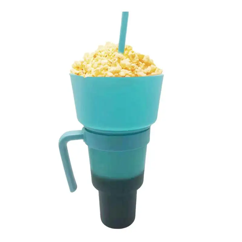 

Drink Snack Cup Combo Cup 2 In 1 Combo Cup Leakproof Portable Travel Snack & Drink Cup With Straw Color Changing Stadium Cups