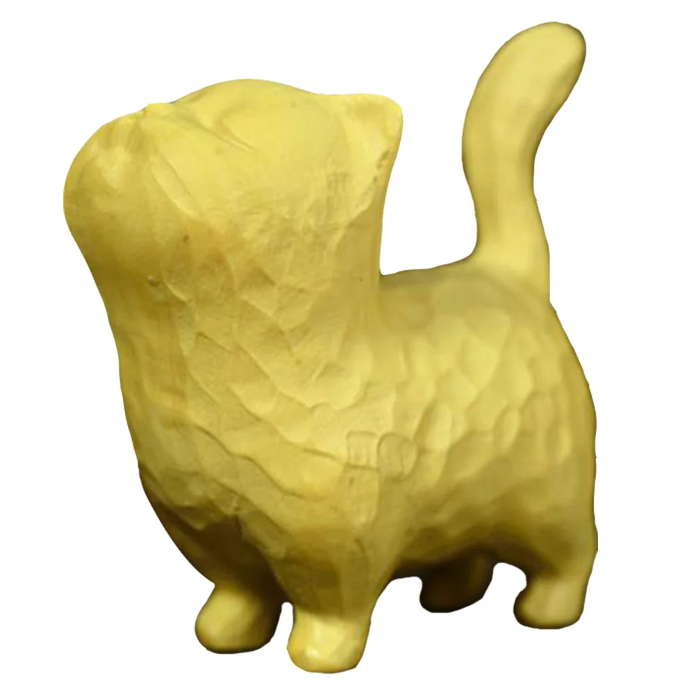 

Animal Themed Figurine Exquisite Compact Kitten Ornament Carving Kitten Sculpture Wooden Crafts Decor for Decor