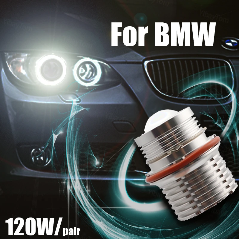 

2pcs 120W Bright Lamp White LED Angel Eyes Marker Lights Bulbs for BMW E87 E39 M5 E60 E61 E63 E64 M6 E65 E66 E83 X3 E53 X5 00-08