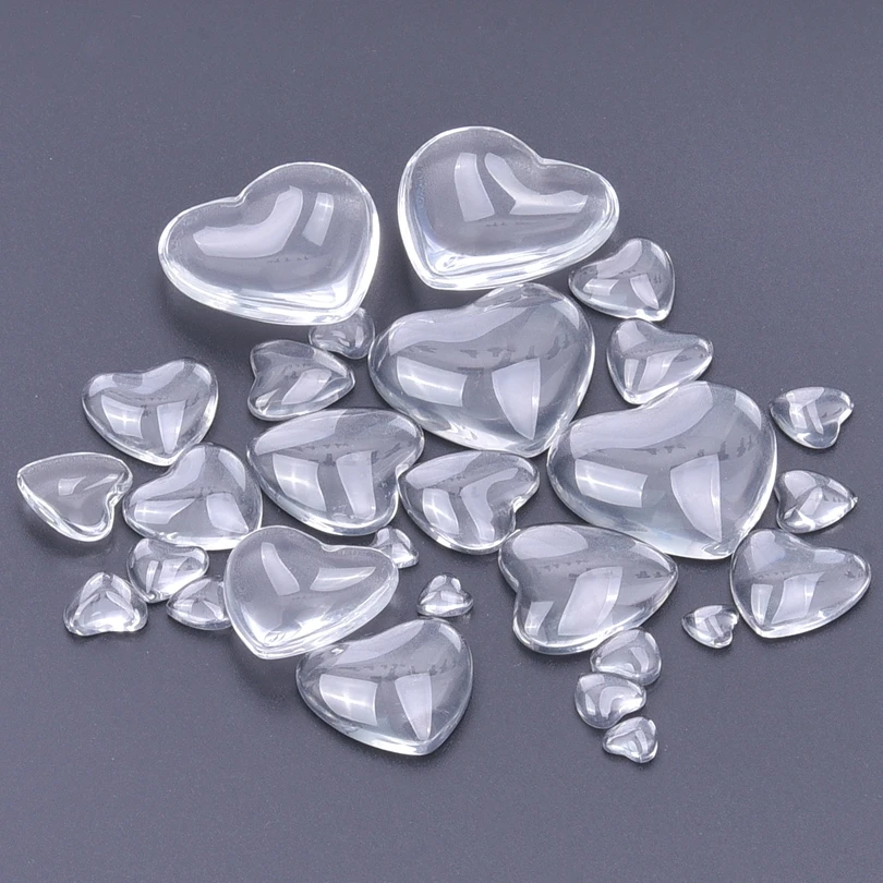 

8/10/12/16/20/25mm Transparent Heart Glass Cabochon Charms For Jewelry Making Clear Flatback Cameo Pendant Wholesale Supplies