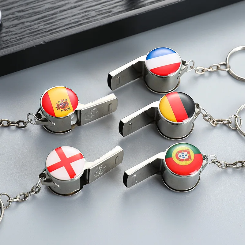

2022 World Football Match Sports Coach Whistle Keychain Fan Supplies Party Favors Soccer Fan Cheering Boy Gift Key Rings