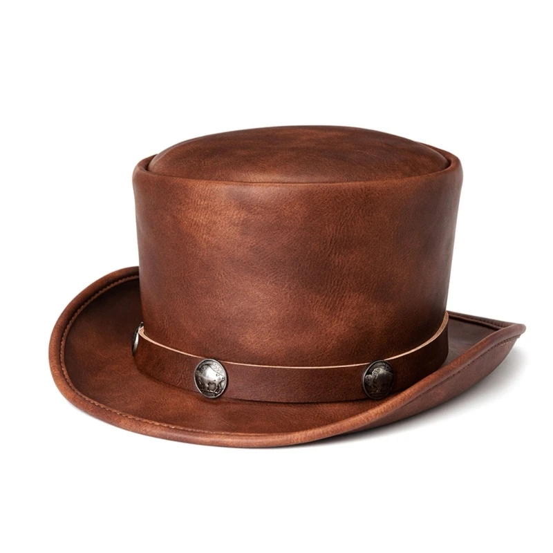 

Leather Pork Pie Hat Steampunk Hat BowlerTop Hat Magician Hat Steampunk Top hat