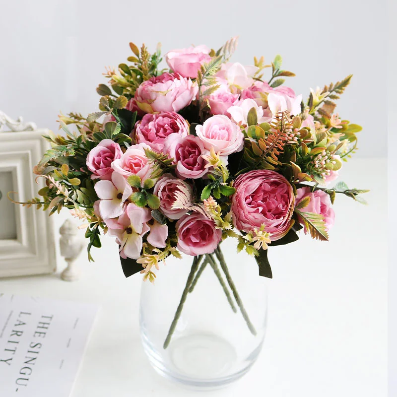 

Гибридная Роза, роскошный пион из шёлки, цветок для украшения, красивый цветок для гостиной, декор «сделай сам»