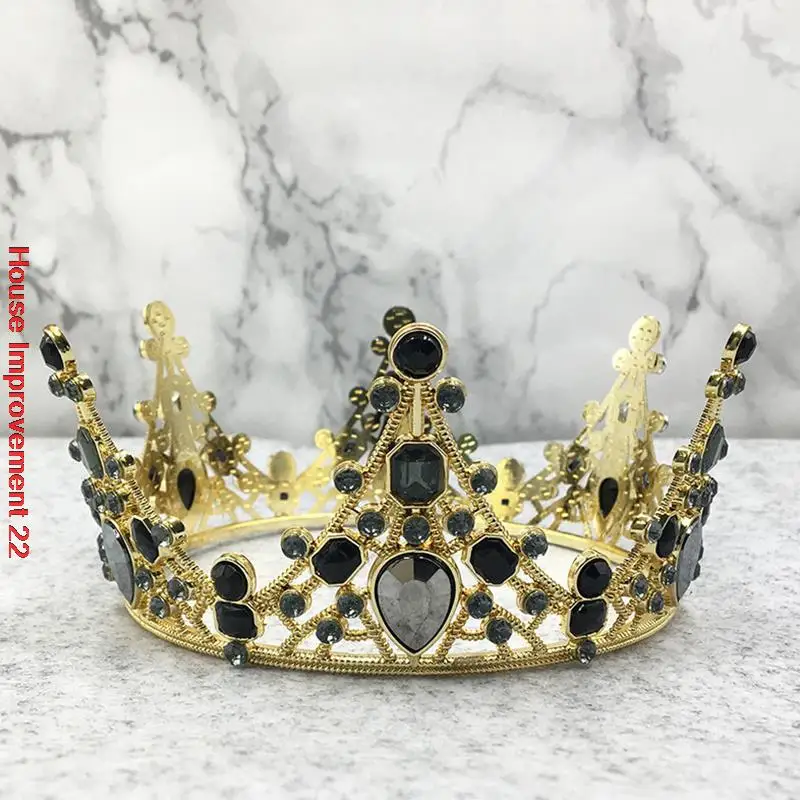 Mini ABS Golde/Silver Fashion Crown Plastic Cake Topper Crystal Pearl Tiara Children Hair Ornaments Cake Decoration Products