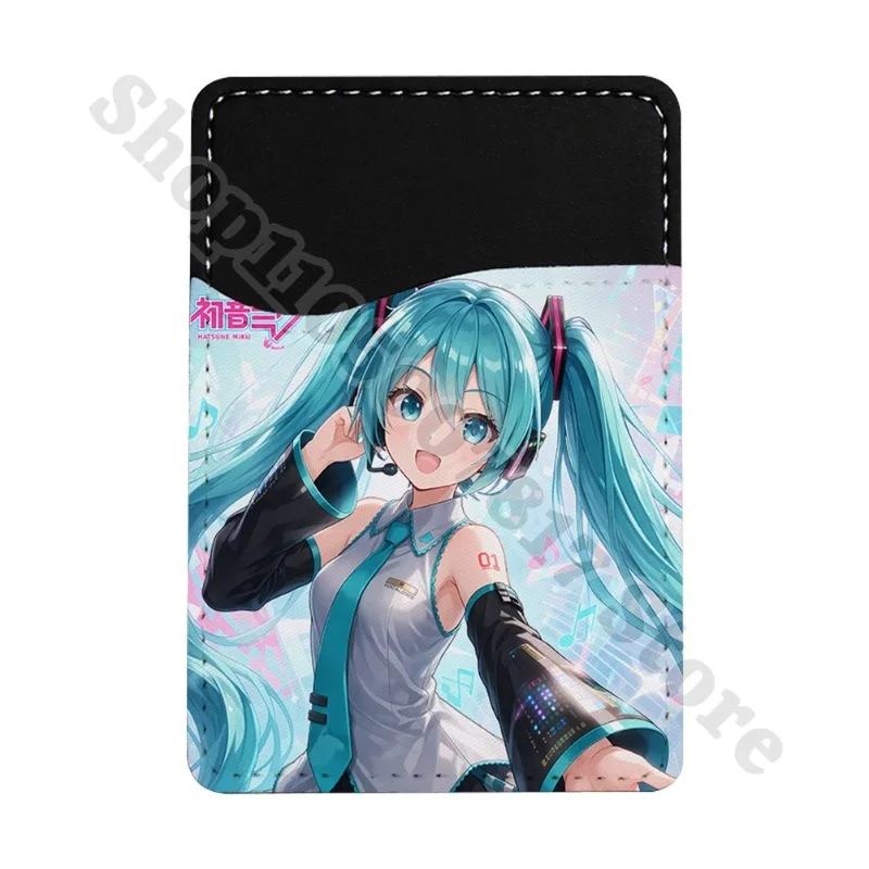 Фото Креативные аксессуары для декора телефона: ультратонкий кошелек Hatsune Miku, милый аниме-держатель для ID и кредитных карт, мультяшный чехол-органайзер, подарки №5