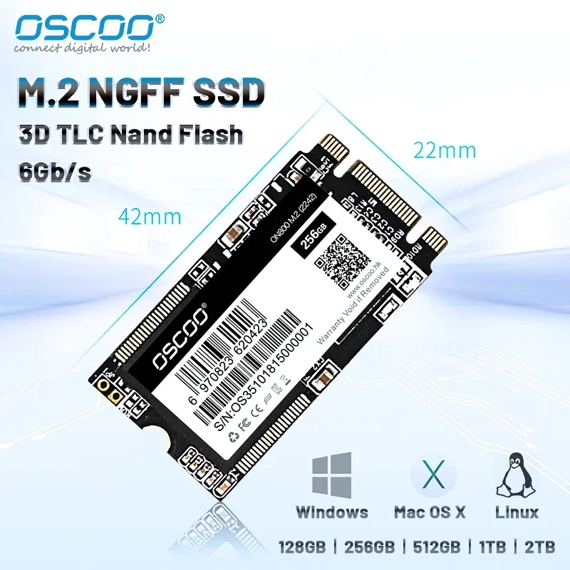 Твердотельный накопитель OSCOO M2 SSD 2242 128 ГБ 256 512 Гб HDD NGFF M.2 SATA
