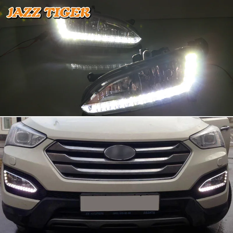 

Автомобильные светодиодные дневные ходовые огсветильник, 12 В, для Hyundai Santa Fe IX45 2013 2014 2015
