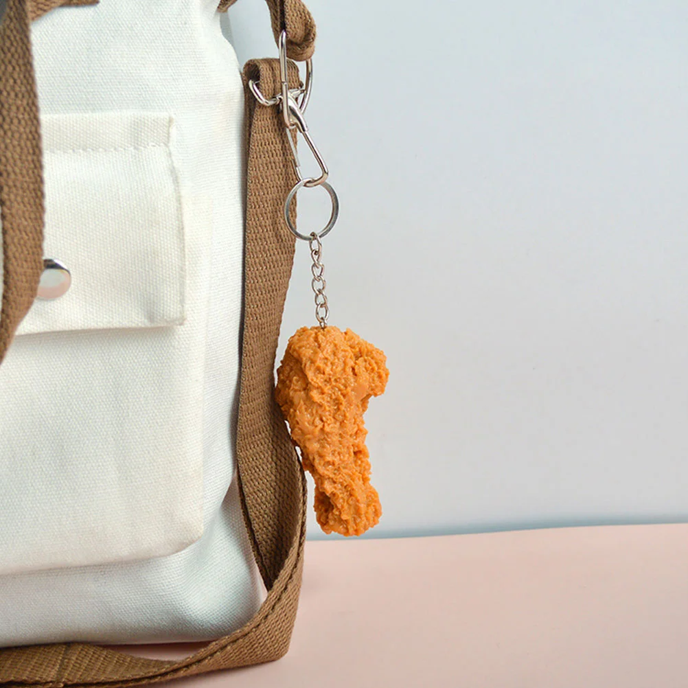 

2 Pcs Key Chain Hanging Food Keychain Fried Chicken Car Wings Bag Pendant Imitation Pvc Backpack Miss Decor