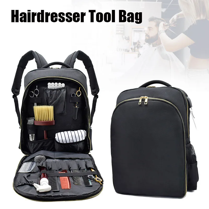 

Hairdresser Tool Bag Barber Carrying Case Accessories Large Capacity Storage Travel Shoulders Backpack with Charging Interface