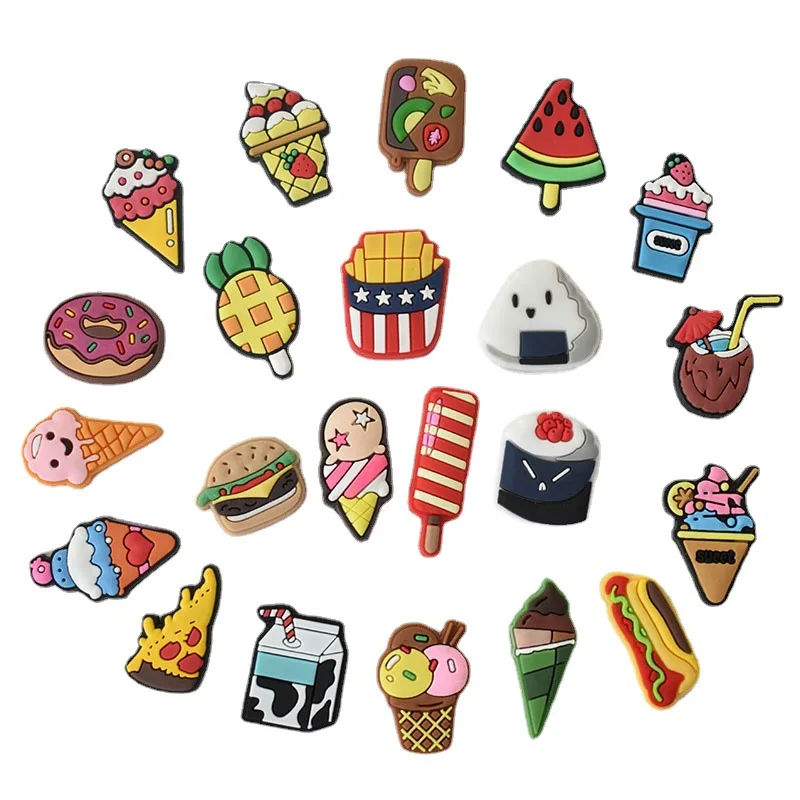 Hot jibz Lovely Food Cake Cookies Shoe Charms Cartoon DIY Clogs Funny Shoe Aceessories Fit Croc Sandals Decorate Kids  Gifts