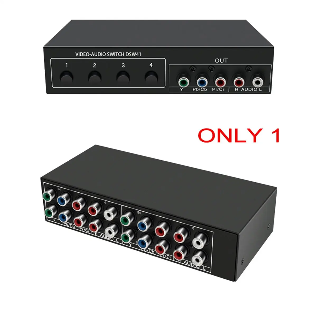 A72Z 4x1 Компонентный видеопереключатель YPbPr YCbCr с аудиовыходом DSW41, панельный кнопочный переключатель CVBS 720P, металлический корпус (art.: 3920dbde59ce5) - 3920dbde59ce5
