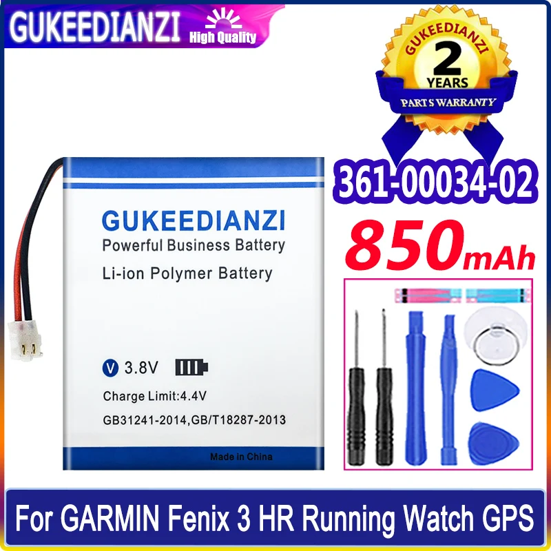 

850mAh GUKEEDIANZI 361-00034-01 361-00034-02 Battery For Garmin Fenix 3,Fenix 3 HR Fenix3 GPS Sports Watch Batteries + Track NO