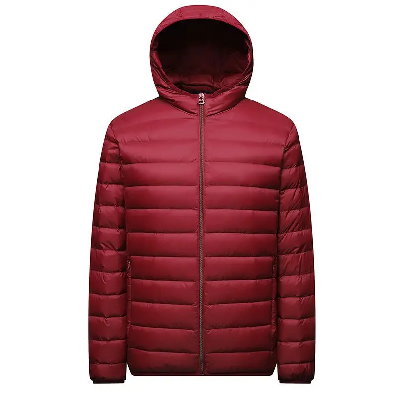 Men's light and warm down jackets, young and middle-aged short plus size hooded stand-collar jackets, men