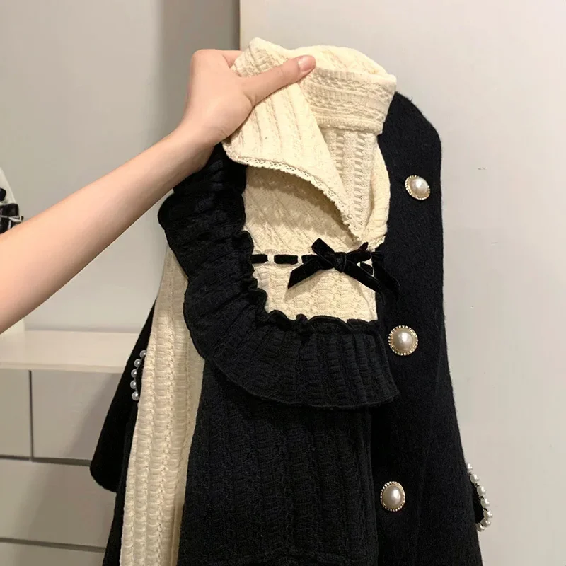 Французское винтажное двухсекционное жаккардовое платье с цветными блоками