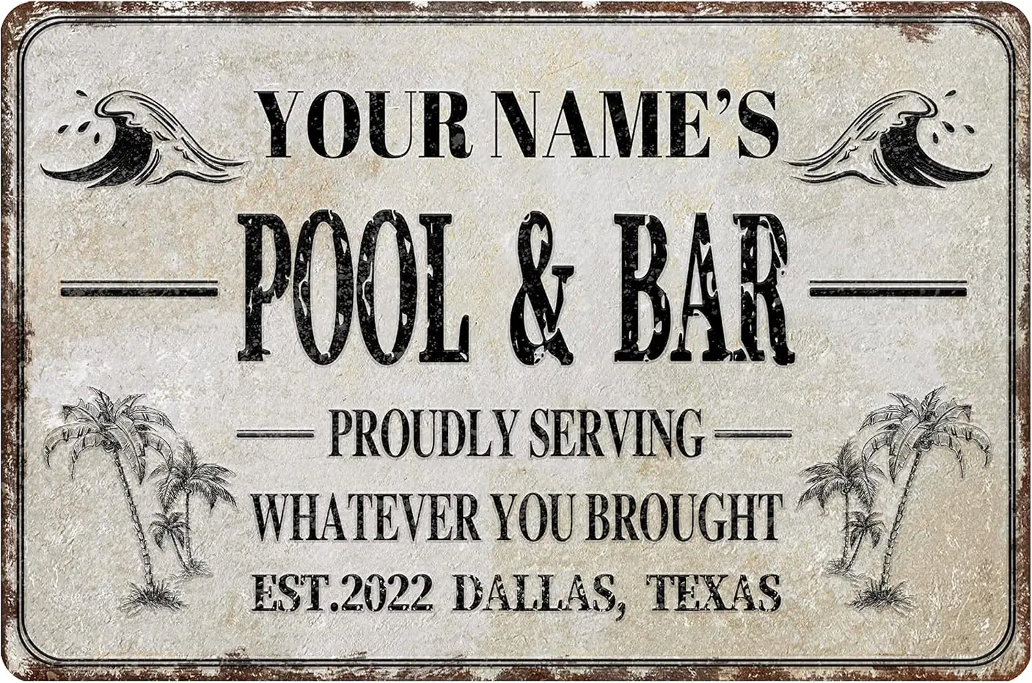 Ctom Pool Br Sgn Персонализированный Nme Lumnum Ретро Wll декор