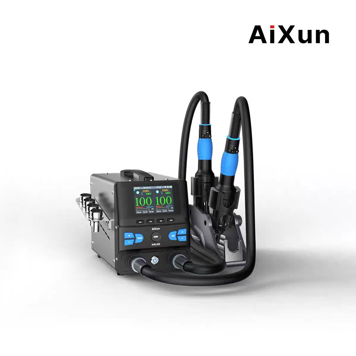 Фото Паяльная станция JC Aixun H414D BGA 1400 Вт с двумя термовоздушными пистолетами и насадками для ремонта материнских плат и SMD BGA №1