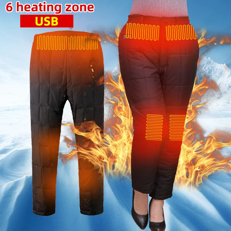 2021 New Intelligent Heating trousers Constant Temperature Suit Heated pants Men's Winter USB Hot Cotton Thermal Clothes Black W