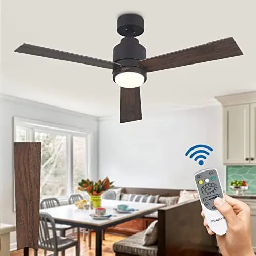 

Fans with Lights and Remote, Modern Ceiling Fan with 3 Blades & 6 Speeds, DC Silent Motor & Timer for Living Room Dining