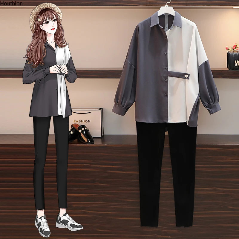 

New Lapel Long Sleeve Top Women Blouse Summer Comfortable Fashion Shirt Splicing Casual Loose